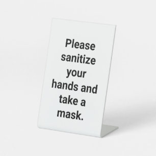 Signe De Table Personnalisable Sanitize mains et prendre un masqu