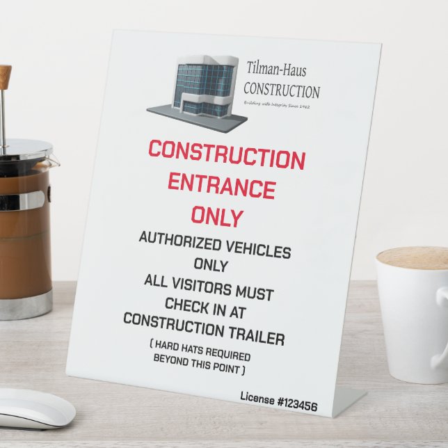Signe De Table Personnaliser Construction Entrepreneur Logo Site  (In SItu)