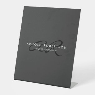 Signe De Table Personnaliser Monogramme Uni Gris Noir Ajouter un