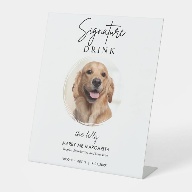 Signe De Table Pet Chien Mariage Signature Boissons Bar à cocktai (Recto)