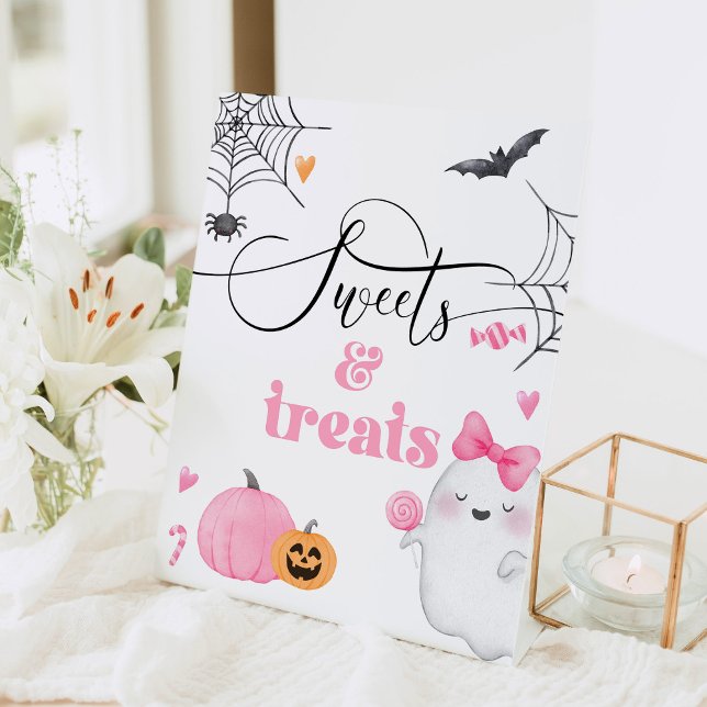 Signe De Table Petit Boo fantôme rose Halloween Douceurs et frian (Créateur téléchargé)