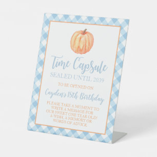 Signe De Table Petit Citrouille bleu 1er Anniversaire heure Capsu