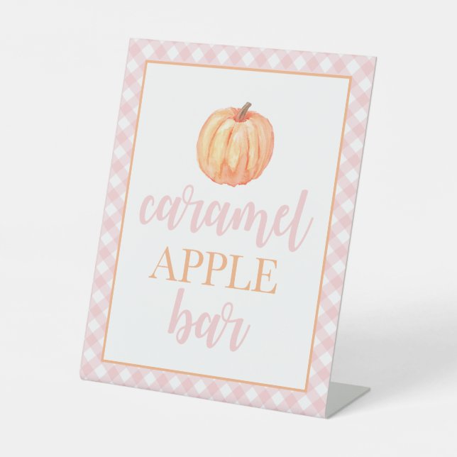 Signe De Table Petit Citrouille Pastel Rose Automne Anniversaire  (Recto)