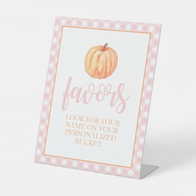 Signe De Table Petit Citrouille Pastel Rose Automne Anniversaire  (Recto)
