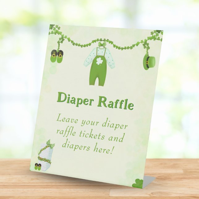 Signe De Table Petit Lucky Un Shamrock Baby Boy Diaper Raffle (Créateur téléchargé)
