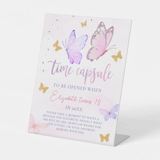 Signe De Table Petit Papillon rose pourpre Anniversaire Capsule (Recto)