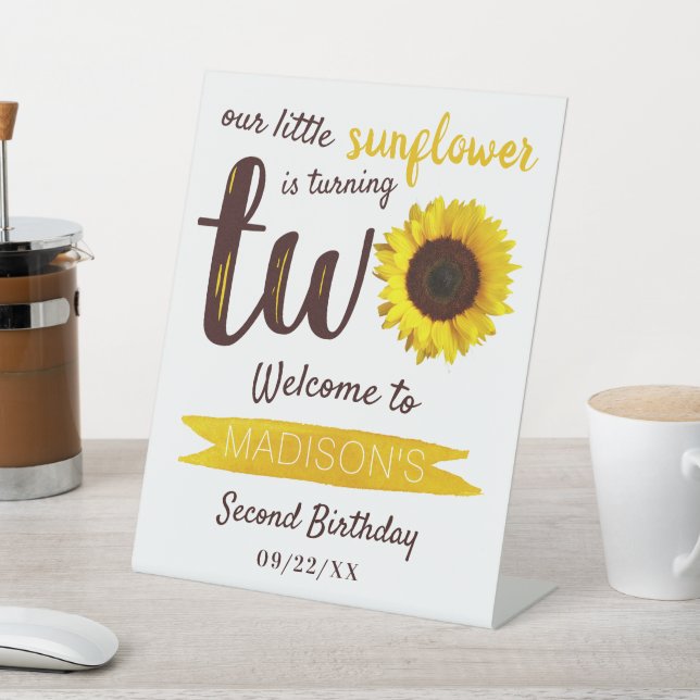 Signe De Table Petit tournesol 2e anniversaire Bienvenue (In SItu)