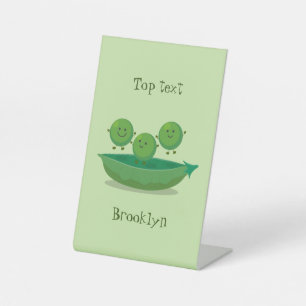 Signe De Table Petits pois sauteurs en pod dessin animé illustrat