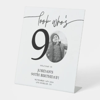 Signe De Table Photo 90e Affiche de bienvenue d'anniversaire | Re