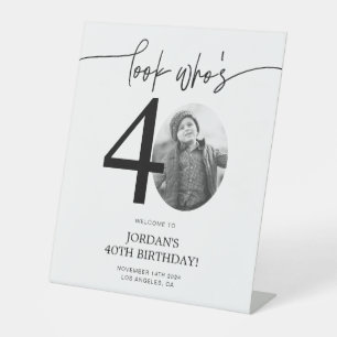 Signe De Table Photo Affiche de bienvenue de 40e anniversaire   R