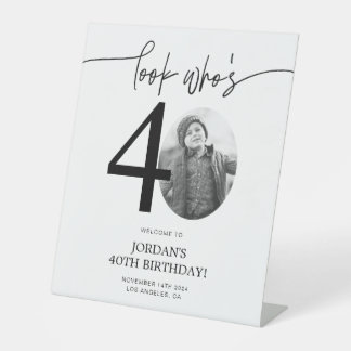 Signe De Table Photo Affiche de bienvenue de 40e anniversaire | R