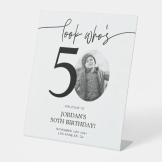 Signe De Table Photo Affiche de bienvenue de 50e anniversaire | R
