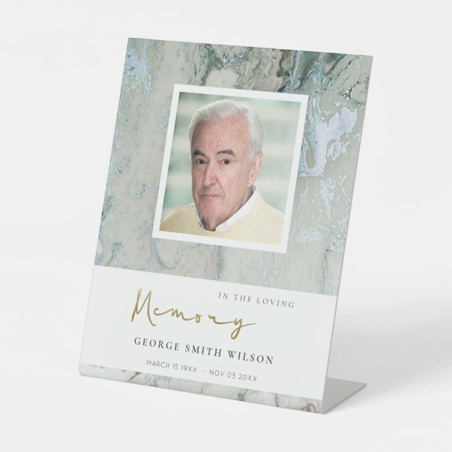 SIGNE DE TABLE PHOTO BLEU FONCÉ OR GRIS AGATE SYMPATHIE MÉMOIRE (Recto)