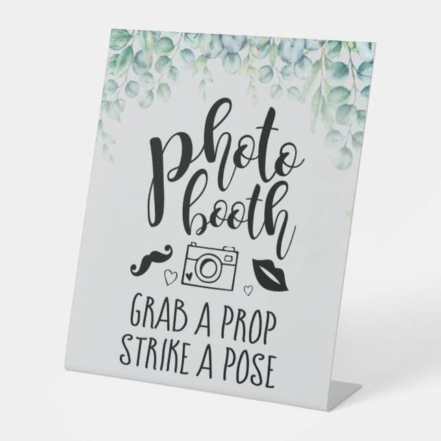 Signe De Table Photo Booth Grab a Prop Custom Eucalyptus Mariage (Recto)