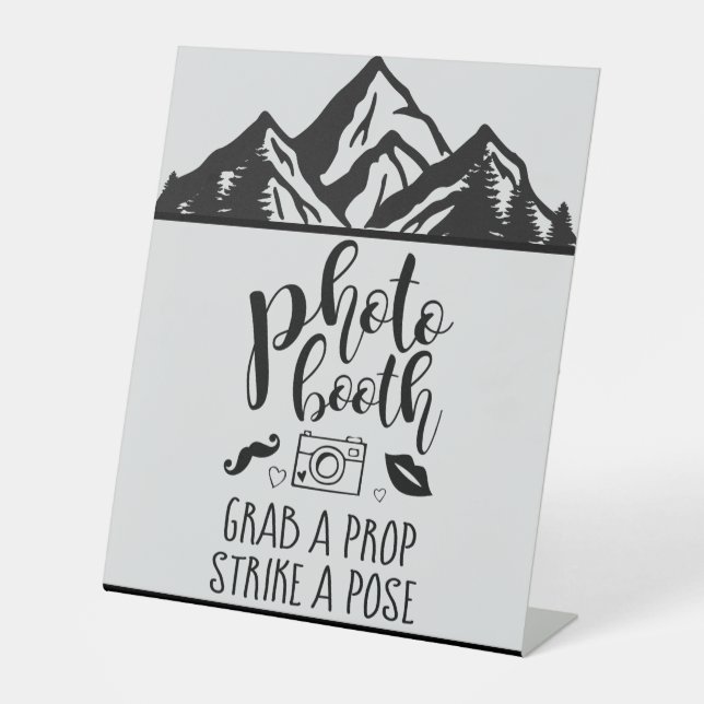 Signe De Table Photo Booth Grab a Prop Custom Mountains Mariage (Recto)
