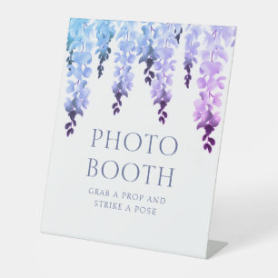 Signe De Table Photo Booth Purple Floral Script Mariage