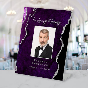 Signe De Table Photo « In Memoriam » Agate Violet Argent