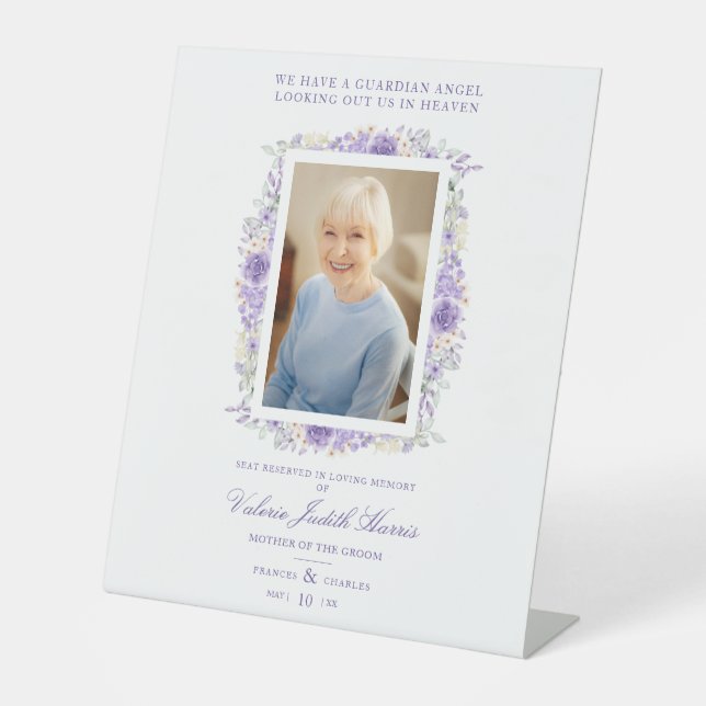Signe De Table Photo Mariage du Souvenir Chers Tons pourpres (Recto)