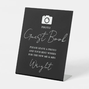 Signe De Table Photographie Livre d'invité Script Mariage noir et