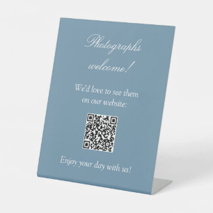 Signe De Table Photos Welcome Easy QR Code Dusty Blue Sign