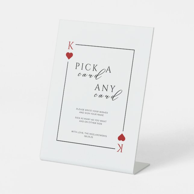 Signe De Table Pick a Card Any Card Wedding Sign (Recto)