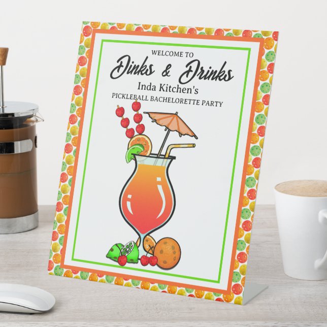 Signe De Table Pickleball Bachelorette Mariage Dinks & Boissons (In SItu)