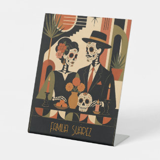 Signe De Table Piédestal Dia De Los Muertos Inspiré d'Art Déco