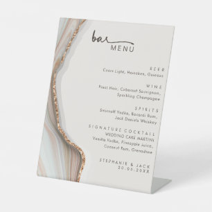 Signe De Table Pierre Marbre Agate Mariage Boissons Bar Menu