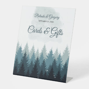 Signe De Table Pine Arbre Aquarelle Forêt Cartes de Mariage & Cad