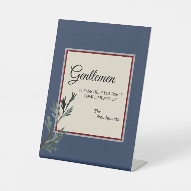 Signe De Table Pine Bleu Mariage d'hiver Gentlemen Salle de bain (Recto)