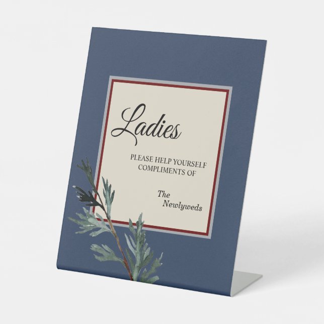 Signe De Table Pine Bleu Mariage d'hiver Mesdames Salle de bain (Recto)