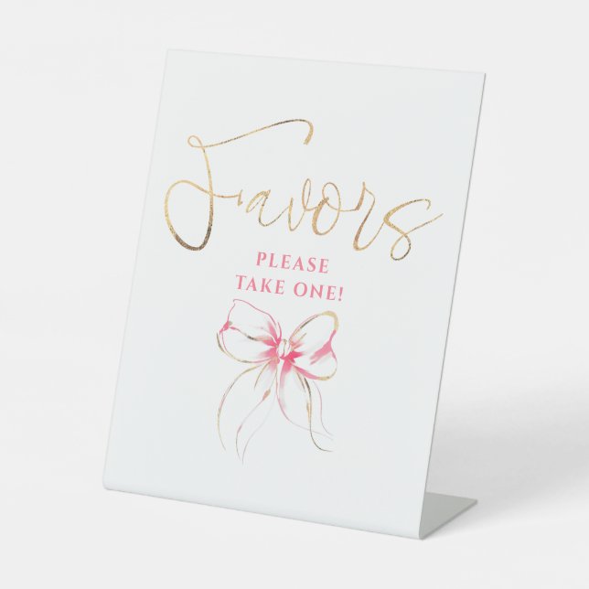 Signe De Table Pink and Gold Bow Bridal Shower Favors (Recto)