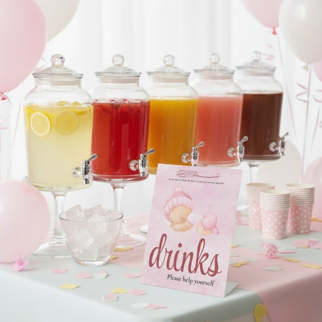 Signe De Table Pink Aqeeqah Baby girl drinks Sign (Créateur téléchargé)