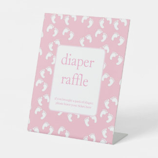 Signe De Table Pink Baby Footprints Diaper Raffle Baby Shower 