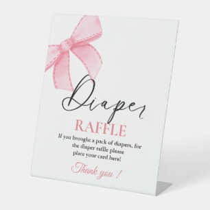 Signe De Table Pink Bow bébé Diaper baby shower de jeu enseigne