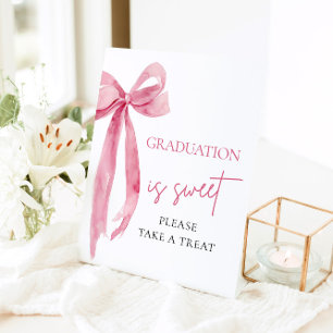 Signe De Table Pink Bow Graduation is Sweet Please Take A Treat