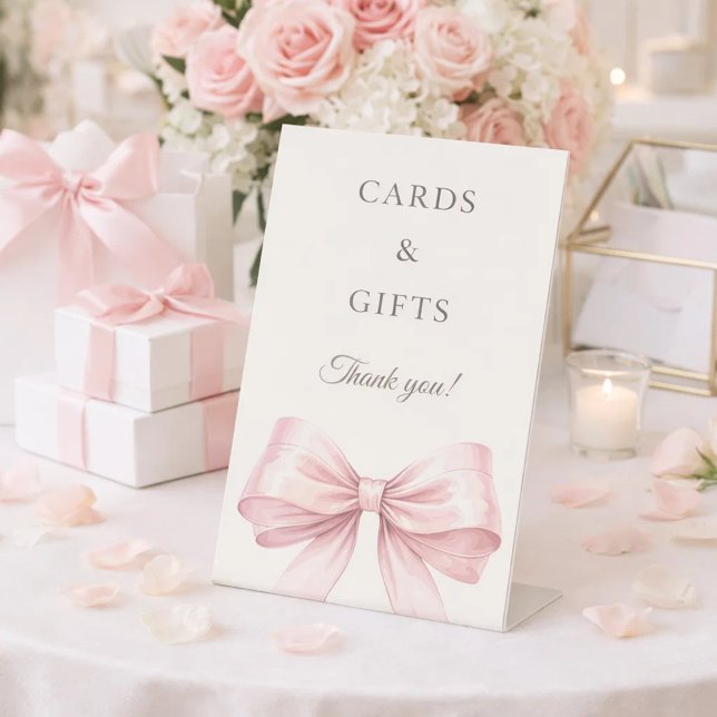 Signe De Table Pink bow ivory cards gifts sign (Créateur téléchargé)