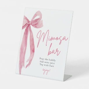 Signe De Table Pink Bow She's Tying the Knot Mimosa Bar Sign