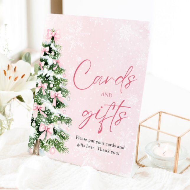 Signe De Table Pink Bows Arbre de Noël Cartes et Cadeaux (Créateur téléchargé)