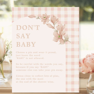 Signe De Table Pink Floral Girl Baby shower ne pas dire Baby Game