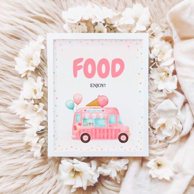 Signe De Table Pink Ice Cream Truck Food (Créateur téléchargé)