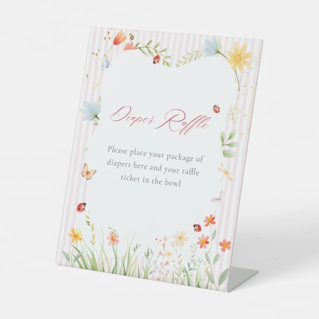 Signe De Table Pink Ladybug Floral Garden Diaper Raffle (Recto)