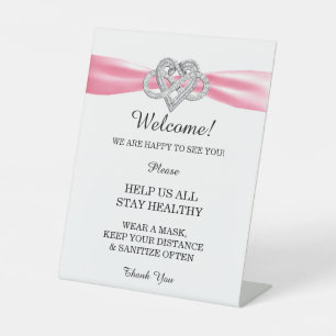 Signe De Table Pink Ribbon Infinity Mariage de coeur sécurité