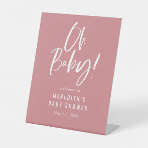 Signe De Table Pink Simple Calligraphie Baby shower neutre