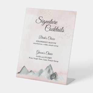 Signe De Table Pink Sunrise Mountain Cocktail Menu Signal Piédest