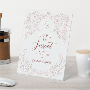 Signe De Table Pink Vintage fleuri Monogramme L'amour est doux
