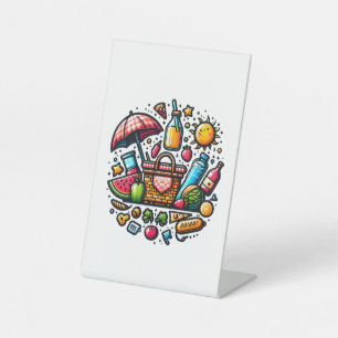 Signe De Table "Pique-nique dynamique   Art esthétique d'été"