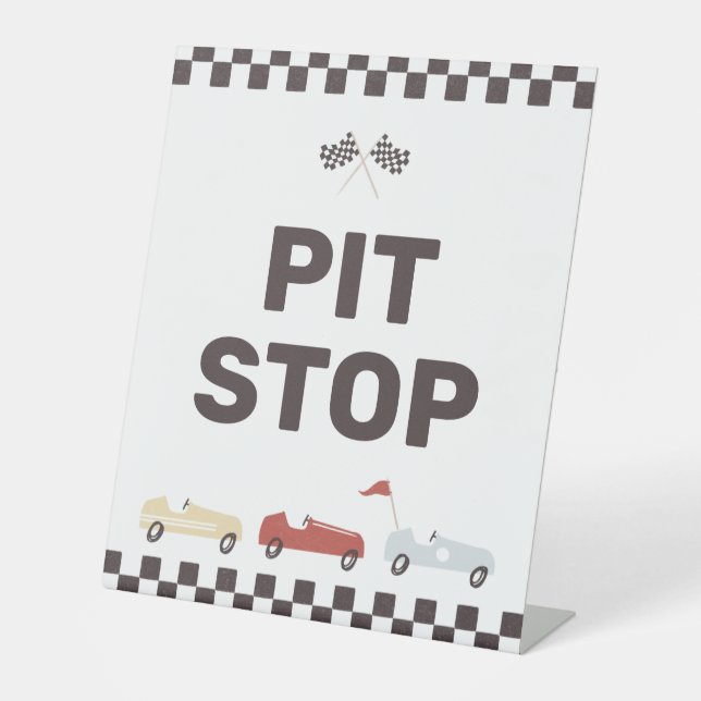 Signe De Table Pit Stop Two Fast Race Car Anniversaire Snack Tabl (Recto)