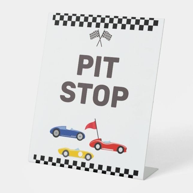 Signe De Table Pit Stop Two Fast Race Car Anniversaire Snack Tabl (Recto)