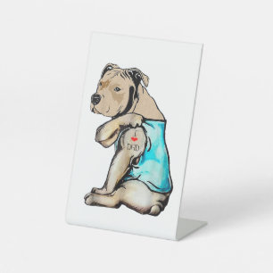 Signe De Table Pitbull Chien I Love Papa Tattoo drôle Famille